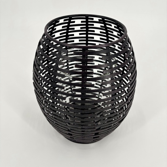 Bronze Metal Wicker Look Barrel Shaped Decor Pieces, Set of Two - Picture 9 of 16